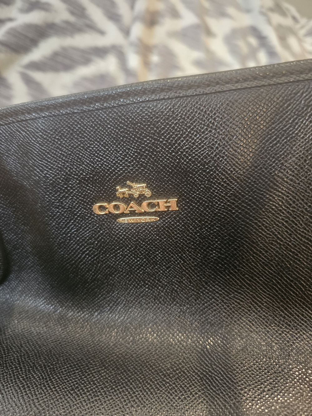 COACH Black Leather Men's Tote with Gold Logo